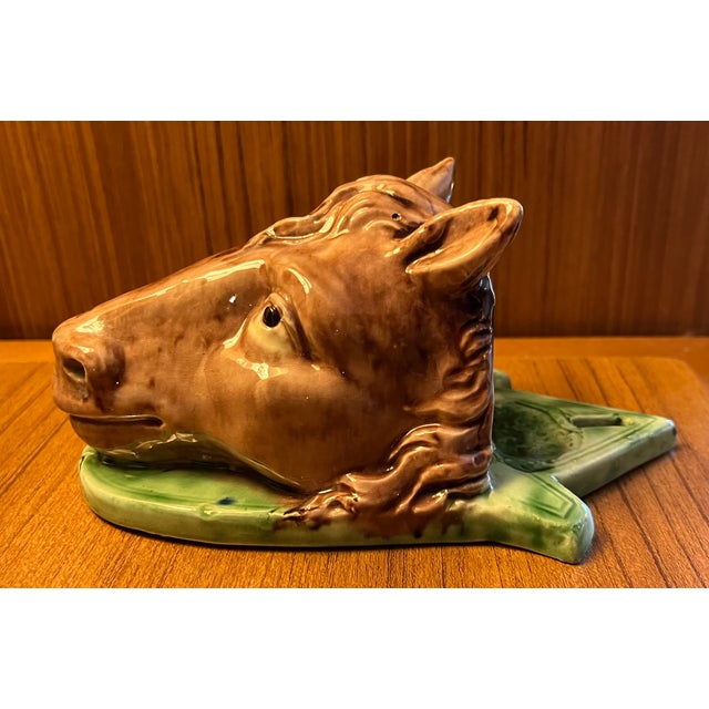 Brown Antique 19th Century French Thomas Victor Sergent Horse Head Wall Pocket Bracket Vase Palissy Ware, Circa 1880 For Sale - Image 8 of 12