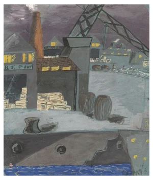 R. McNair, Shipyard, The Clyde, 1957, Gouache Painting