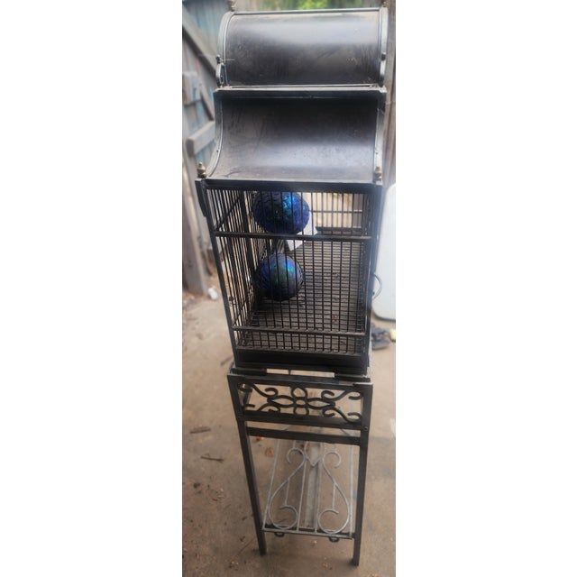 Vintage Wrought Iron Gothic Victorian Bird House Large For Sale - Image 6 of 7