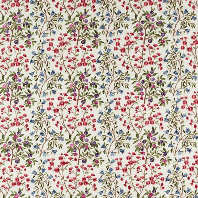 Sanderson Foraging Embroidery Fabric in Meadow Violet For Sale
