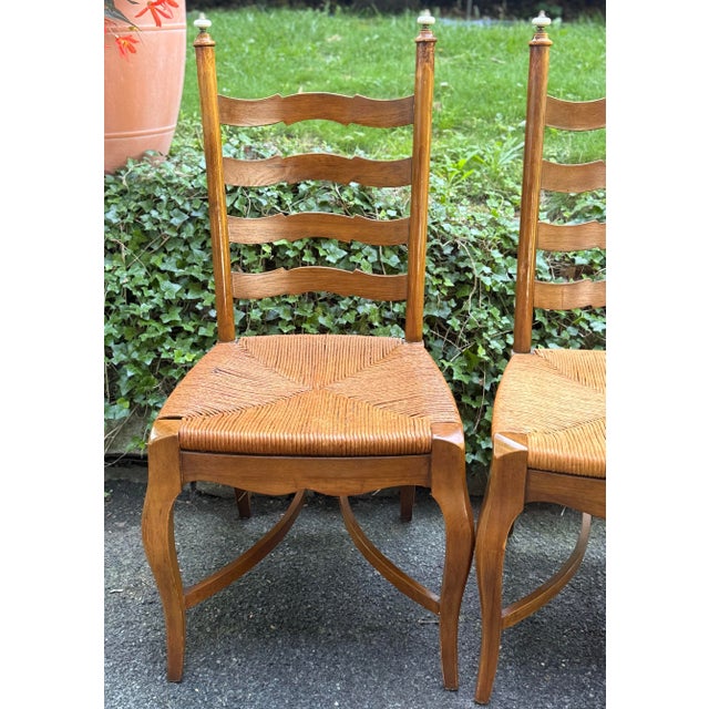Vintage Country French Dining Ladderback Chairs Crafted- Set of 4 For Sale - Image 4 of 12