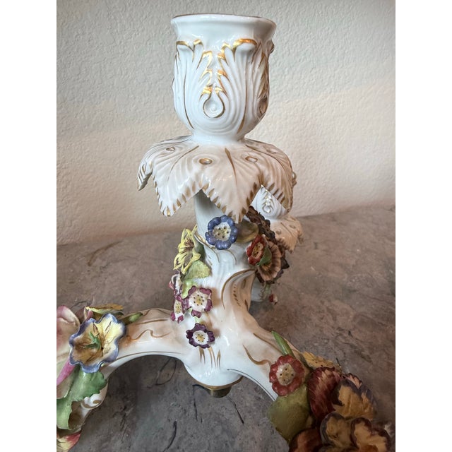 Antique Von Schierholz German Porcelain Cherub Quadruple Candelabras - Two Units For Sale - Image 9 of 12