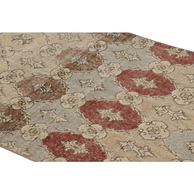 Rug & Kilim Vintage Distressed Runner Rug, Beige-Red and Blue Medallion Pattern - Rug & Kilim For Sale - Image 4 of 8