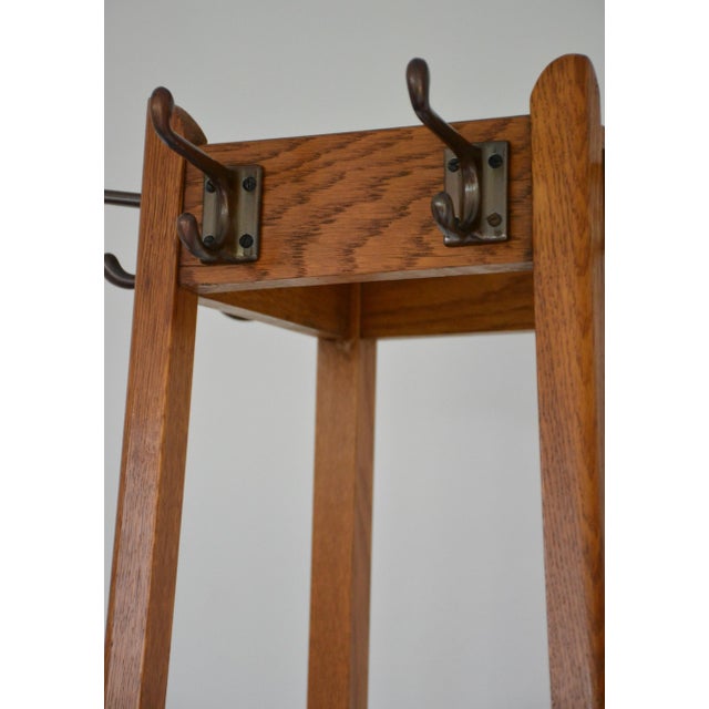 Mid-Century Oak Coat Stand with Umbrella Holders and Drip Tray, 1950 For Sale - Image 11 of 18