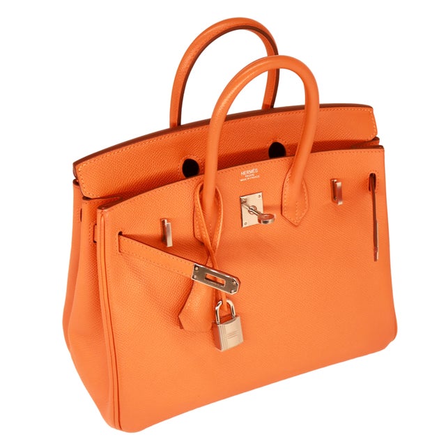 2000 - 2009 Hermès "Orange H" Epsom Leather 25cm Birkin Bag With Palladium Hardware, 2007. For Sale - Image 5 of 14