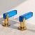 Late 20th Century Italian Blue Murano Glass and Brass Door Handles, 1970s, Set of 6 For Sale - Image 5 of 9