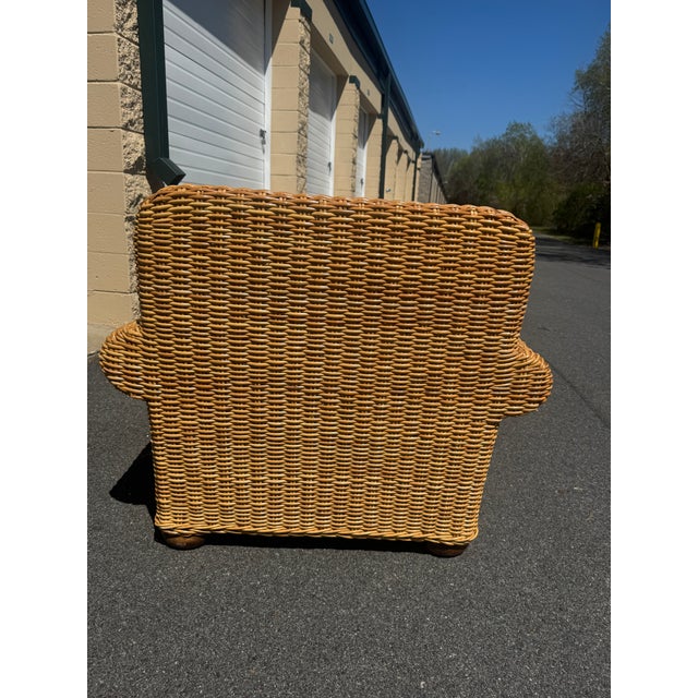 Wood Walters Wicker Lounge Chair With Cushions For Sale - Image 7 of 8