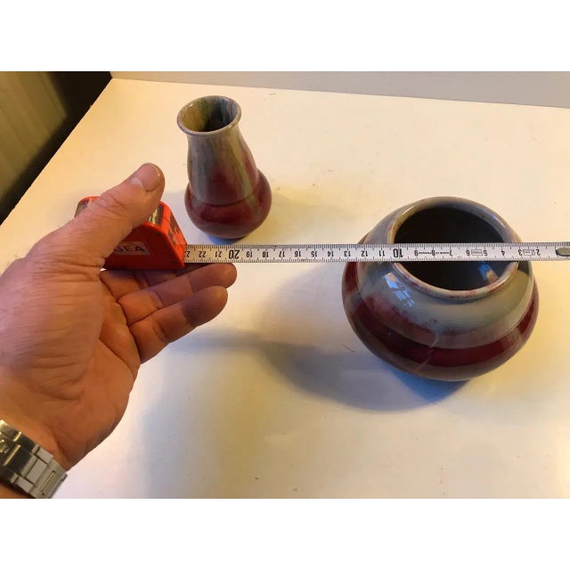 Red Danish Art Deco Ceramic Oxblood Vases by Daniel Andersen for Michael Andersen & Son, 1930s, Set of 2 For Sale - Image 8 of 10