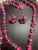 MCM Jewelry Hot Pink Lava Bead Necklace and Earrings Demi-Parure For Sale In South Bend - Image 6 of 7