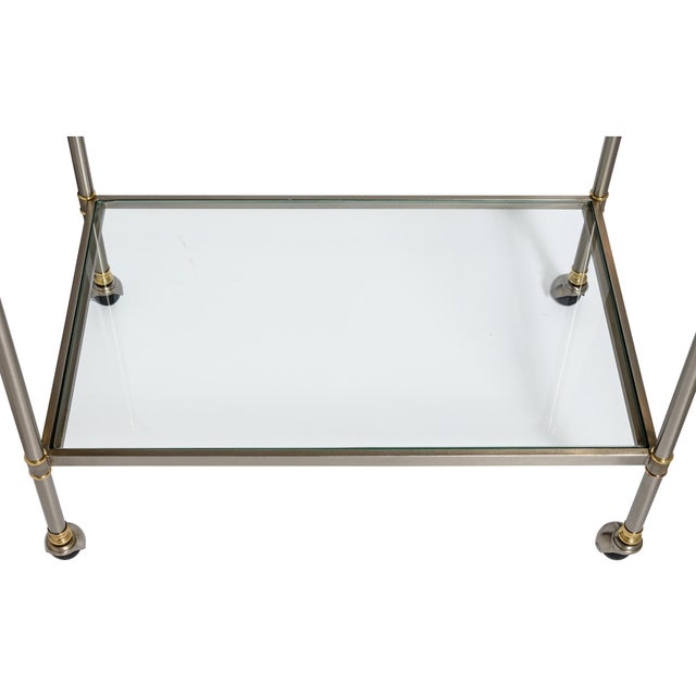Metal French Hollywood Regency Style Mixed-Metal Rolling Drinks Trolley, Circa 1970) For Sale - Image 7 of 10