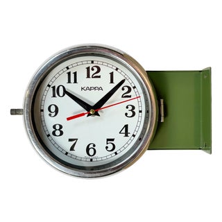 Vintage Green Kappa Maritime Double Sided Wall Clock, 1980s For Sale