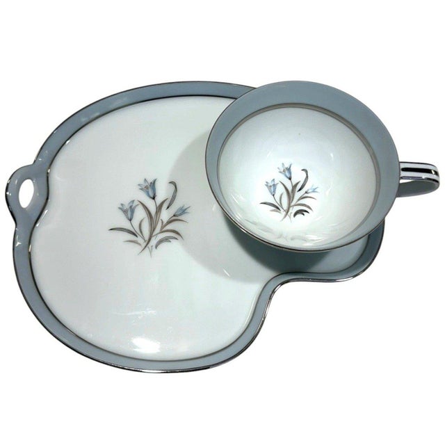 Noritake Noritake Bluebell 5558 Snack Plates & Cups Set of 4 Vintage Japan-8 Pieces For Sale - Image 4 of 7