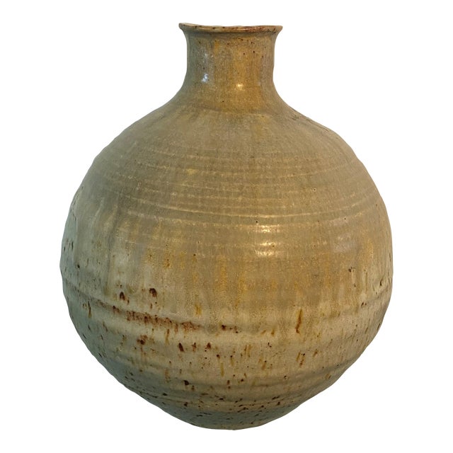 Vintage Stone Colored Round Ceramic Vase Chairish