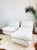 Vintage 1970s Pair of Modern Slipper Chairs & Ottoman in White Faux Shearling / Boucle Upholstery by Marge Carson For Sale In Palm Springs - Image 6 of 11
