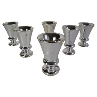 Biedermeier Amalgam Glass Goblets in Peasant Silver, 1860s, Set of 6 For Sale