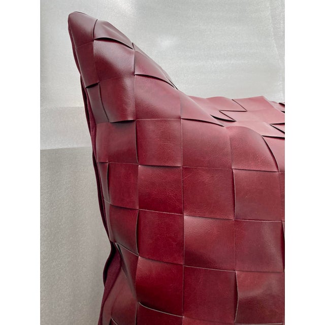 Contemporary Vegan Leather Basketweave Euro Cover For Sale In New York - Image 6 of 7
