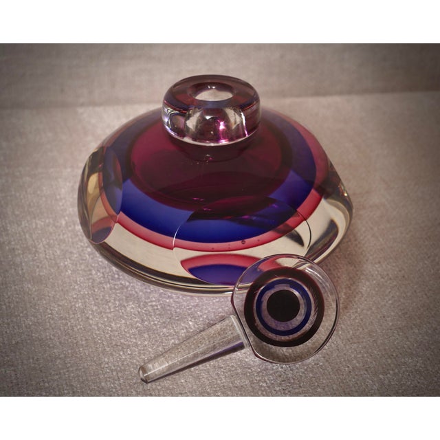 Blue Mid-Century Modern Murano Glass Perfume Bottle, 1990 For Sale - Image 8 of 9