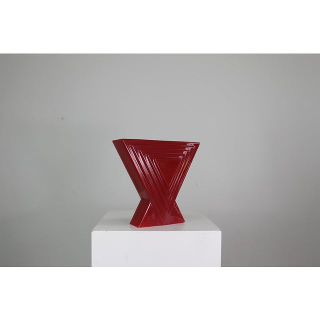 Mid-Century Modern Y29 Vase in Red Enameled Ceramic by Ettore Sottsass for Poltronova, 1970 For Sale - Image 3 of 6