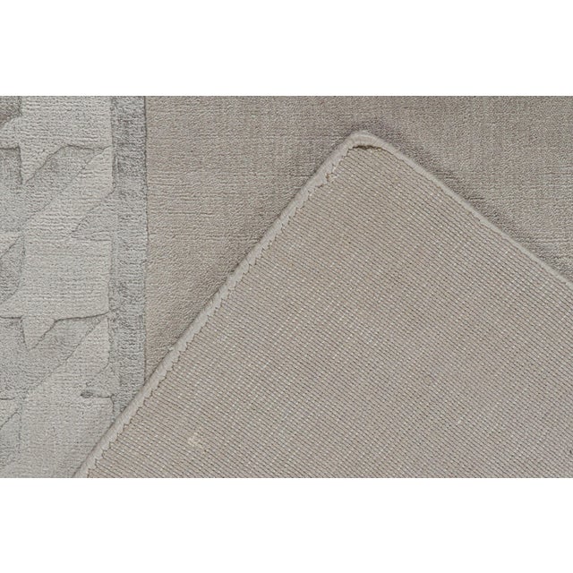 Textile Rug & Kilim’s Modern Rug With Taupe Open Field and Silver-Gray Border For Sale - Image 7 of 7