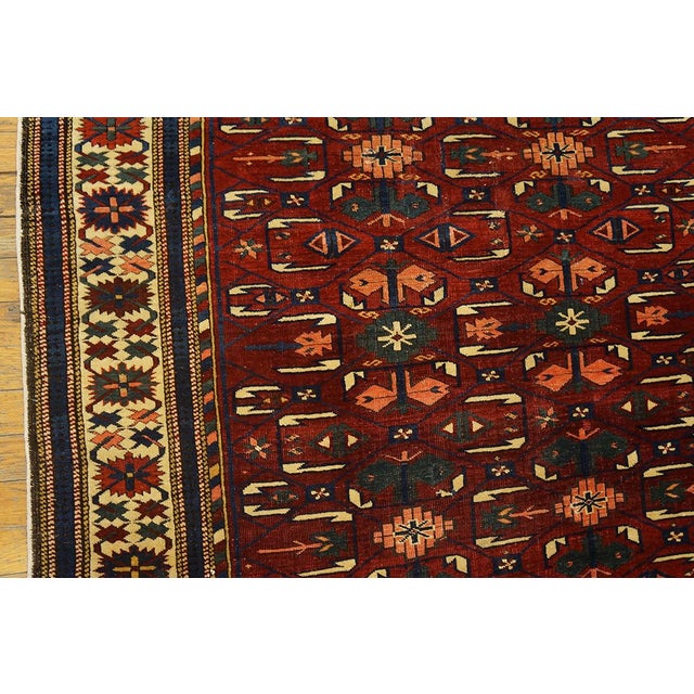 1890s Ruby Red Tribal Geometric Antique Caucasian Kuba Rug 4' 2''x 5' 10'' Knotted Wool Carpet For Sale - Image 11 of 11