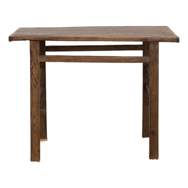 Reconstructed Rustic Warm Walnut Finish Console For Sale