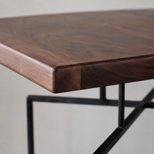 Handmade side / end table by Live One's, Wake Forest, North Carolina. Solid American black walnut top, 23.6 x 23.6 in and...