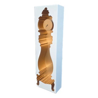 Polart InsideOut (Model 4403a) Postmodern Trompe L’Oeil Sculptural Grandfather Clock in White and Gold, 1980s For Sale