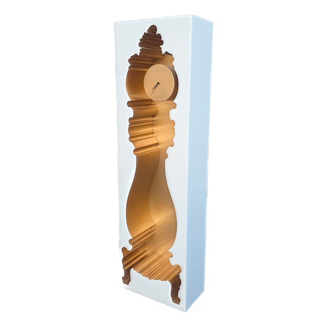 Polart InsideOut (Model 4403a) Postmodern Trompe L’Oeil Sculptural Grandfather Clock in White and Gold, 1980s For Sale