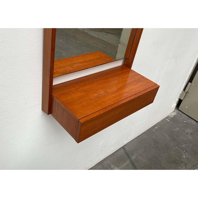 Mid-Century Modern Teak Wall Mirror with Drawer, 1960s For Sale - Image 17 of 18