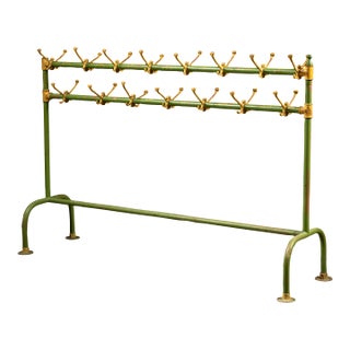 Mid-20th Century Schoolhouse Coat Rack in Green and Yellow For Sale