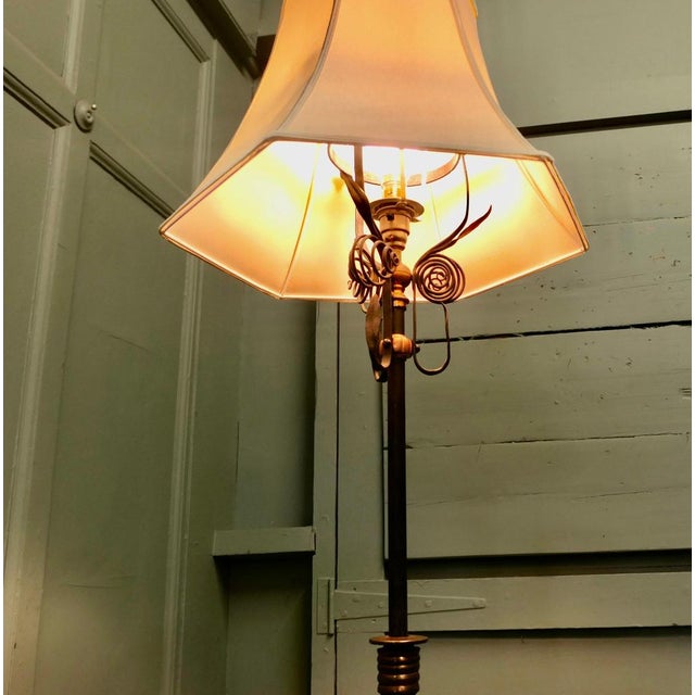 Decorative Wrought Iron Telescopic Floor Lamp, 1900 For Sale - Image 3 of 7