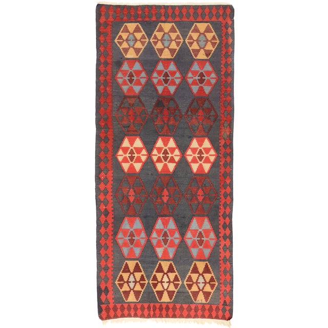 Charcoal Vintage Persian Shiraz Kilim Rug - 04'06 X 10'06 For Sale - Image 8 of 8