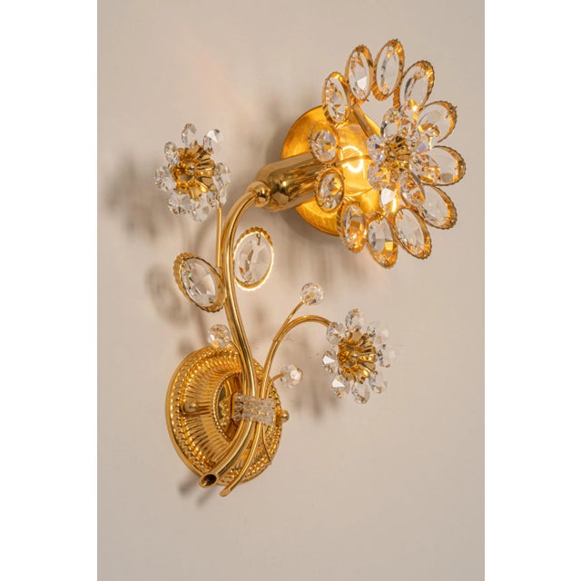 Metal Gilt Brass Flower Shape Wall Lights from Palwa, Germany, 1970s For Sale - Image 7 of 10