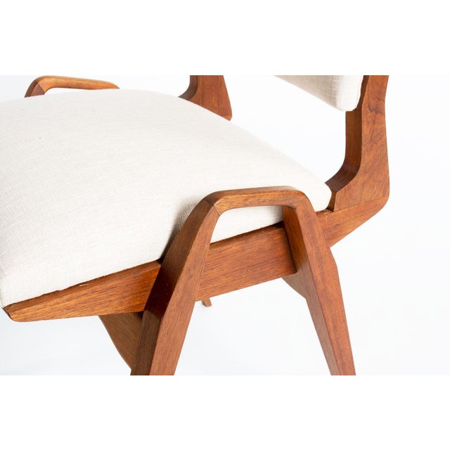 Vintage Chairs in Mahogany and Beige Cotton by Maurice Pré, France, 1950s, Set of 6 For Sale - Image 10 of 14