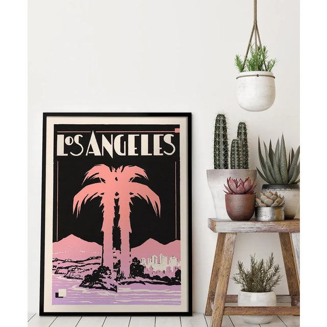 Art Deco Los Angeles Print - Vintage La - Palm Tree Print For Sale - Image 4 of 5