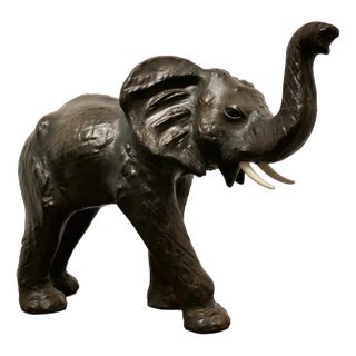 Arts and Crafts Elephant Model in Leather, 1930 For Sale