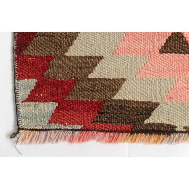Peach Geometric Vintage Kilim Rug For Sale - Image 8 of 10