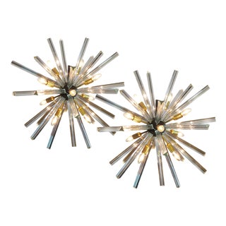 Crystal Prism Sputnik Chandeliers, Murano, 1990, Set of 2 For Sale
