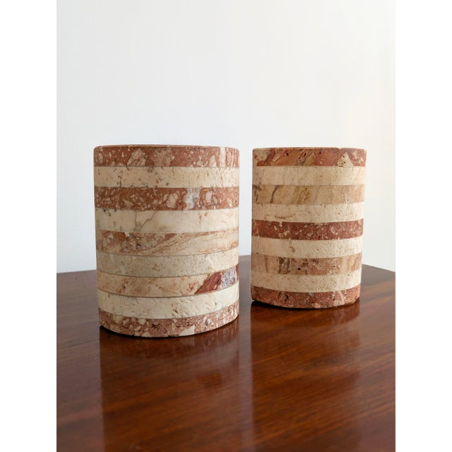 Stone Vintage Striped Travertine Demilune Bookends by Fratelli Mannelli, 1970s, Set of 2 For Sale - Image 7 of 16