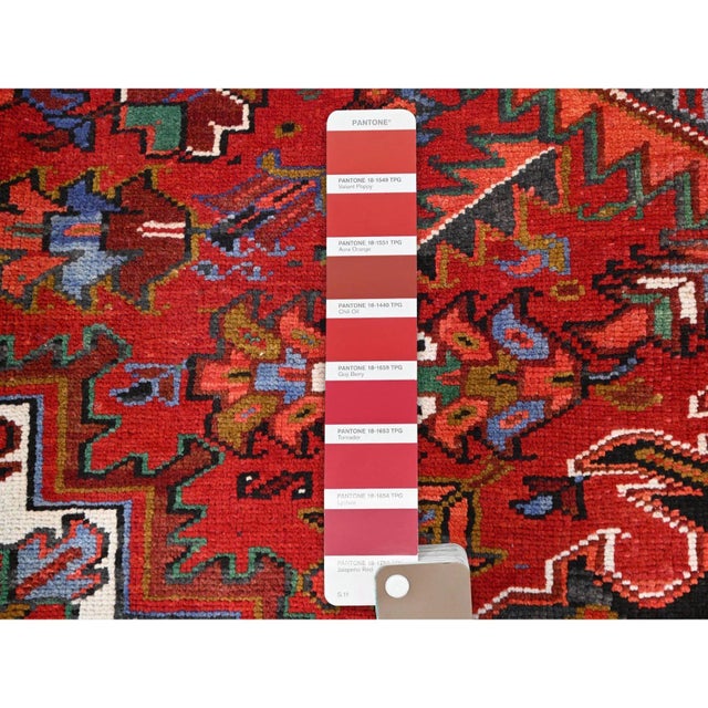 1960 10'x12'9" Crimson Red Pure And Soft Wool Sheared Low Semi Antique Oriental Rug For Sale - Image 9 of 11
