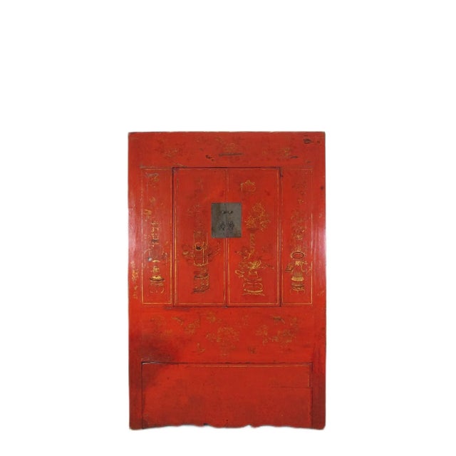 Red Antique Chinese Wedding Cabinet – 77 Inches Tall For Sale - Image 13 of 13