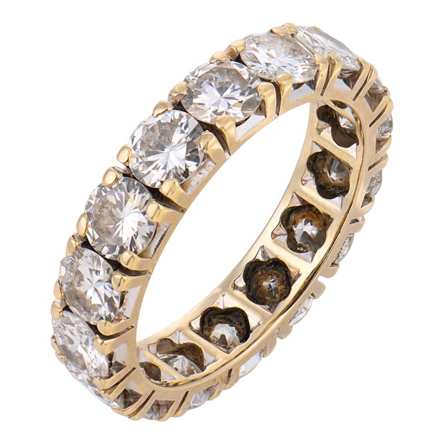 Vintage 3.50 Carat Diamond 18k White Gold Eternity Band, Size 5.5 For Sale