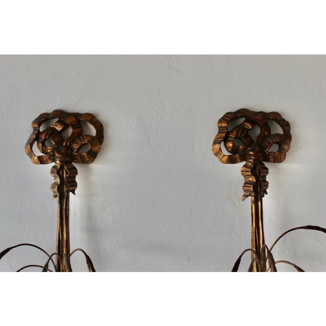 Monumental French Regency Style Gilded Wall Candle Sconces-a Pair For Sale - Image 13 of 18