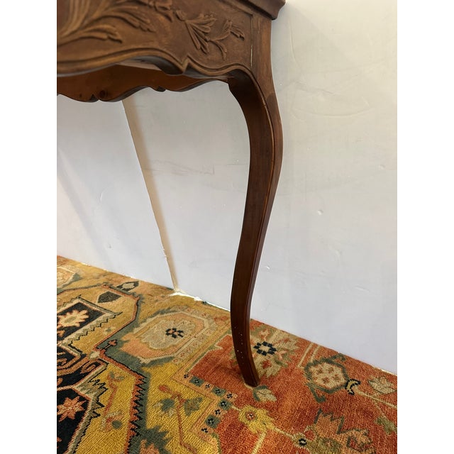 Brown Italian Vintage Fruitwood Game Table With Beautiful Carving For Sale - Image 8 of 12