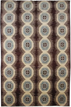 Contemporary Hand-Knotted Ikat Rug - 9′1″ × 12′5″