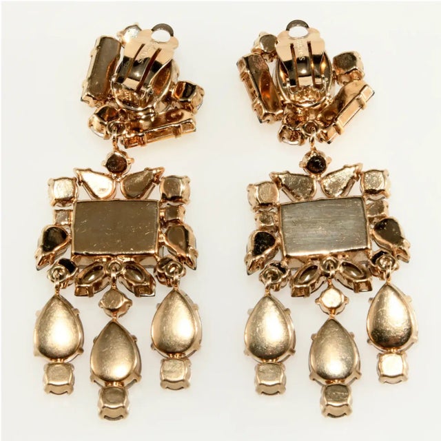 This is part of Chairish’s Costume Jewelry assortment. Elegant statement style clip earrings made in France with high...