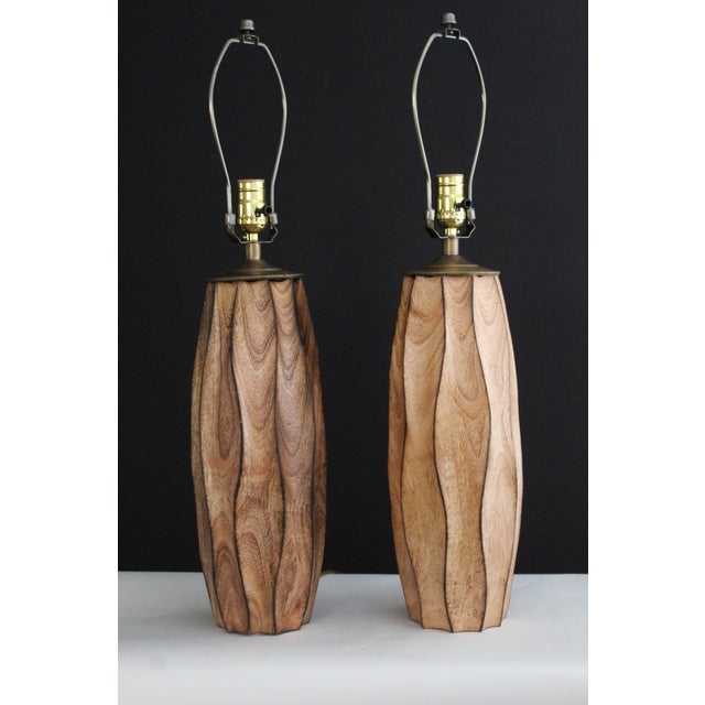 Mid 20th Century Weatwood Studio Style Carved Waknut - a Pair For Sale - Image 11 of 12