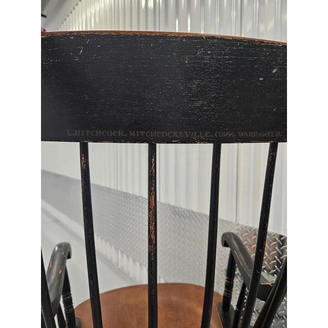 American Vintage Ebonized Hitchock Rocking Chair For Sale - Image 3 of 6