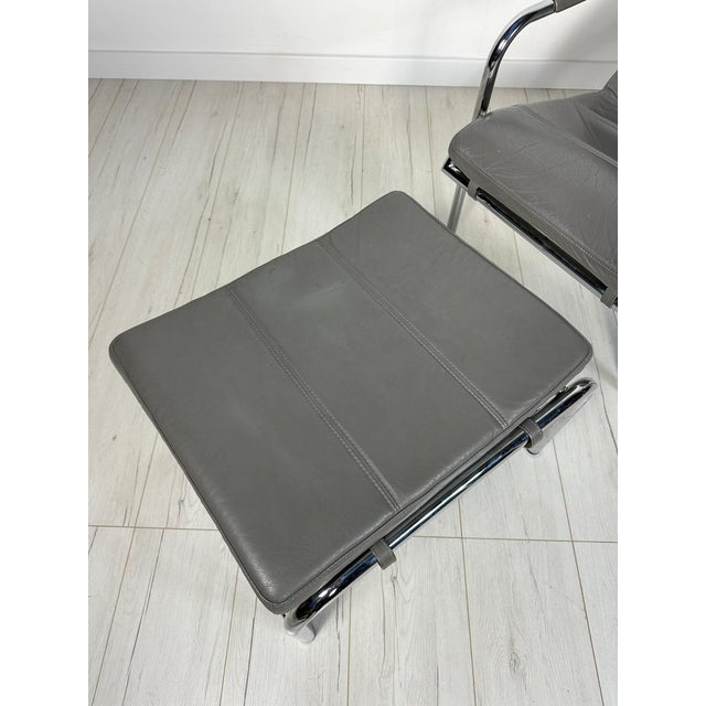 Gray Set of Vintage Italian Genni Lounge Chair with Ottoman by Gabriele Mucchi for Zanotta, 1980s For Sale - Image 8 of 10