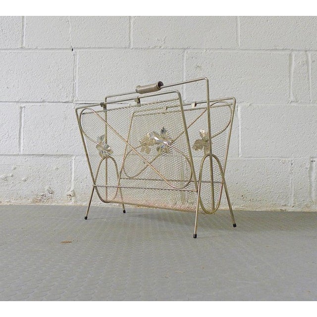 1960s Gold Wire Mid Century Magazine Rack For Sale - Image 4 of 6
